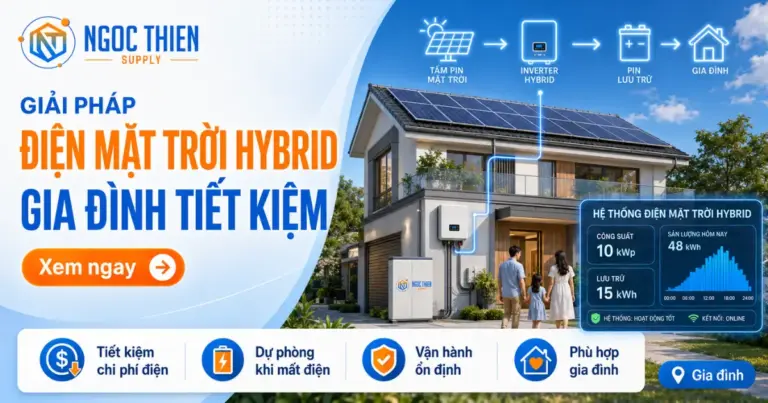 Giải pháp điện mặt trời hybrid gia đình tiết kiệm