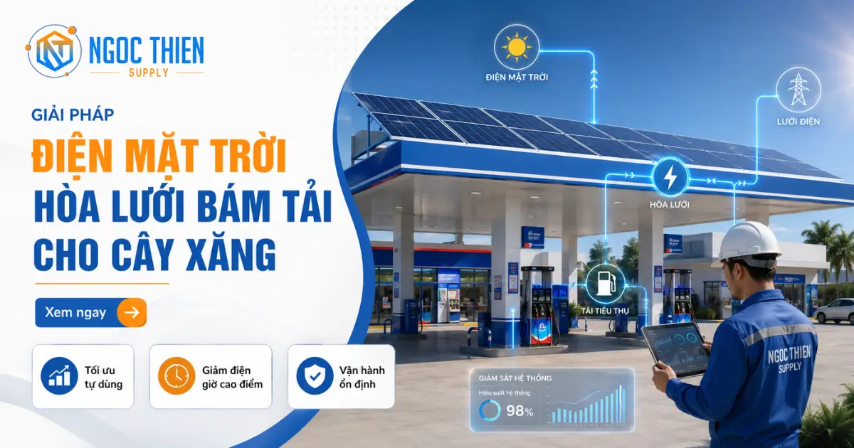 Giải pháp điện mặt trời hòa lưới bám tải cho cây xăng