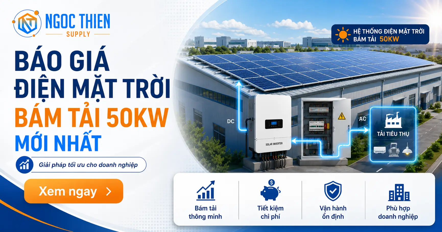 Báo giá điện mặt trời bám tải 50kW mới nhất