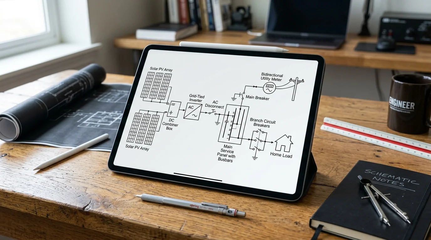Bản vẽ thiết kế sơ đồ một sợi lắp đặt điện mặt trời tài sản công