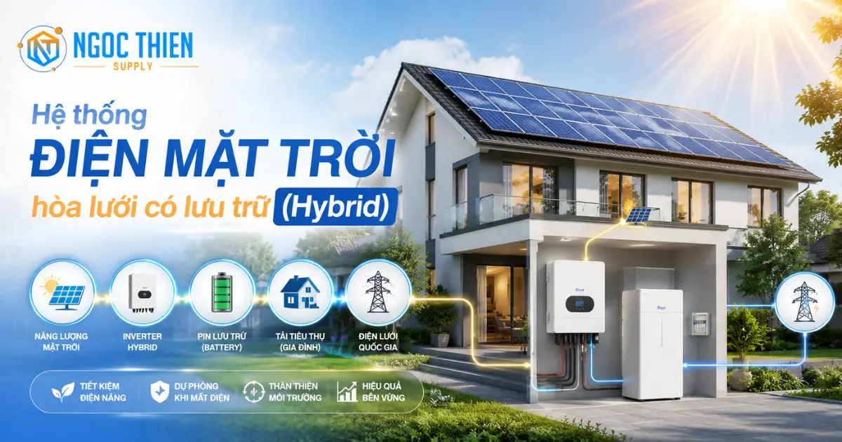 Hệ thống điện mặt trời hòa lưới có lưu trữ (Hybrid)