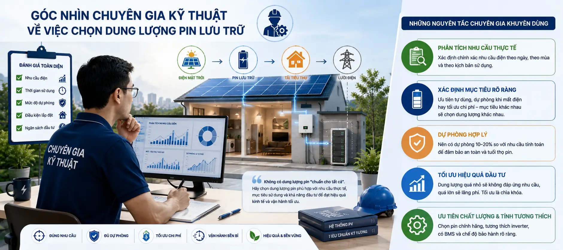 Góc nhìn chuyên gia kỹ thuật về việc chọn dung lượng pin lưu trữ