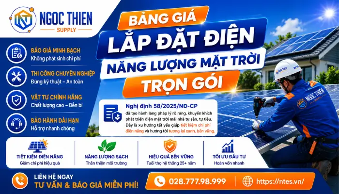 Bảng giá lắp đặt điện năng lượng mặt trời trọn gói
