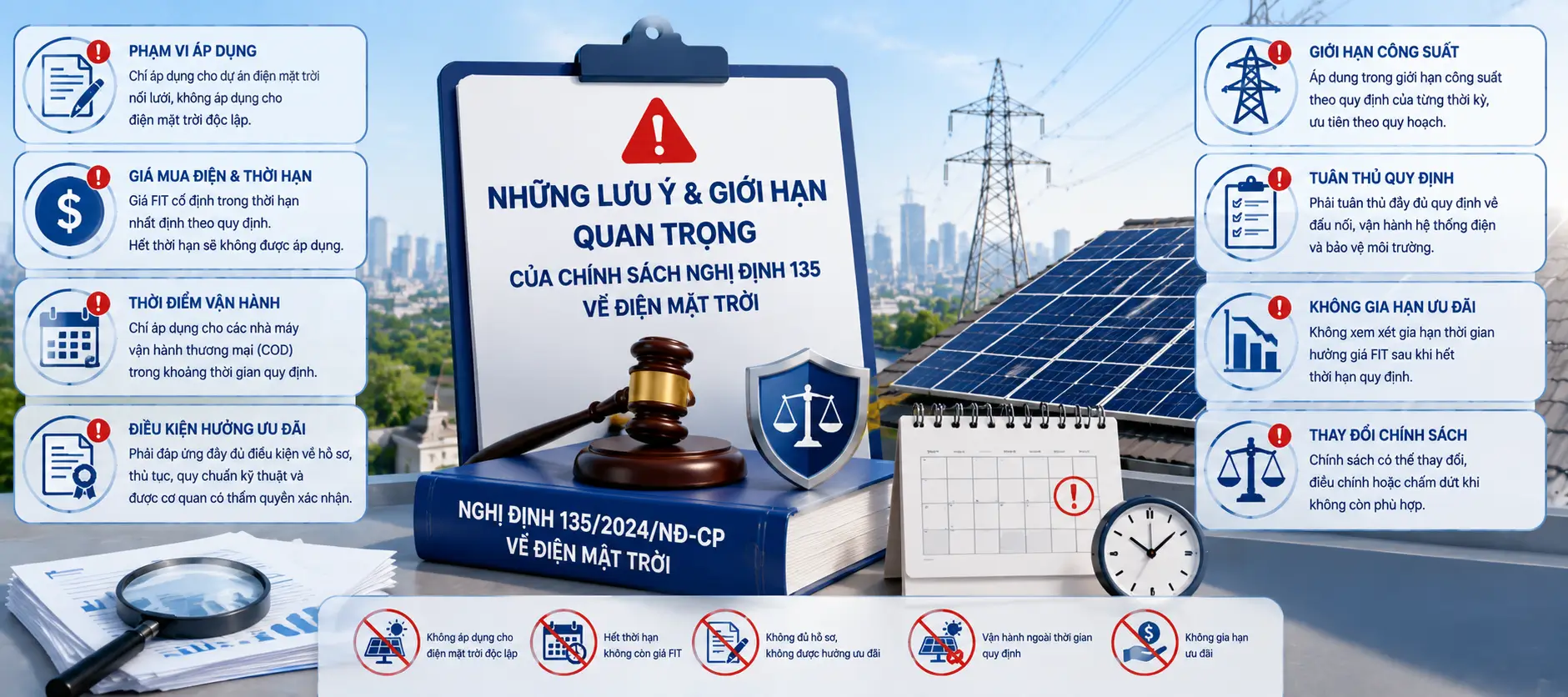 Những lưu ý và giới hạn quan trọng của chính sách nghị định 135 về điện mặt trời