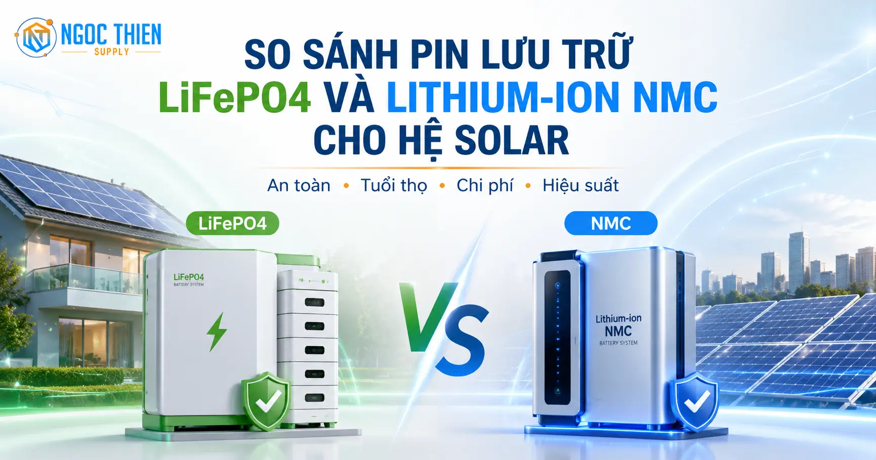 So sánh pin lưu trữ LiFePO4 và Lithium-ion NMC cho hệ solar
