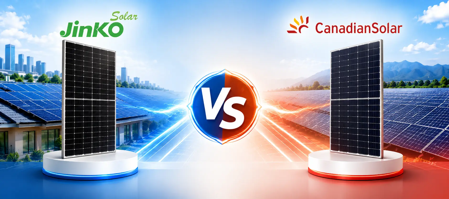 hình ảnh so sánh tấm pin Jinko Solar vs Canadian Solar công nghệ TOPCon