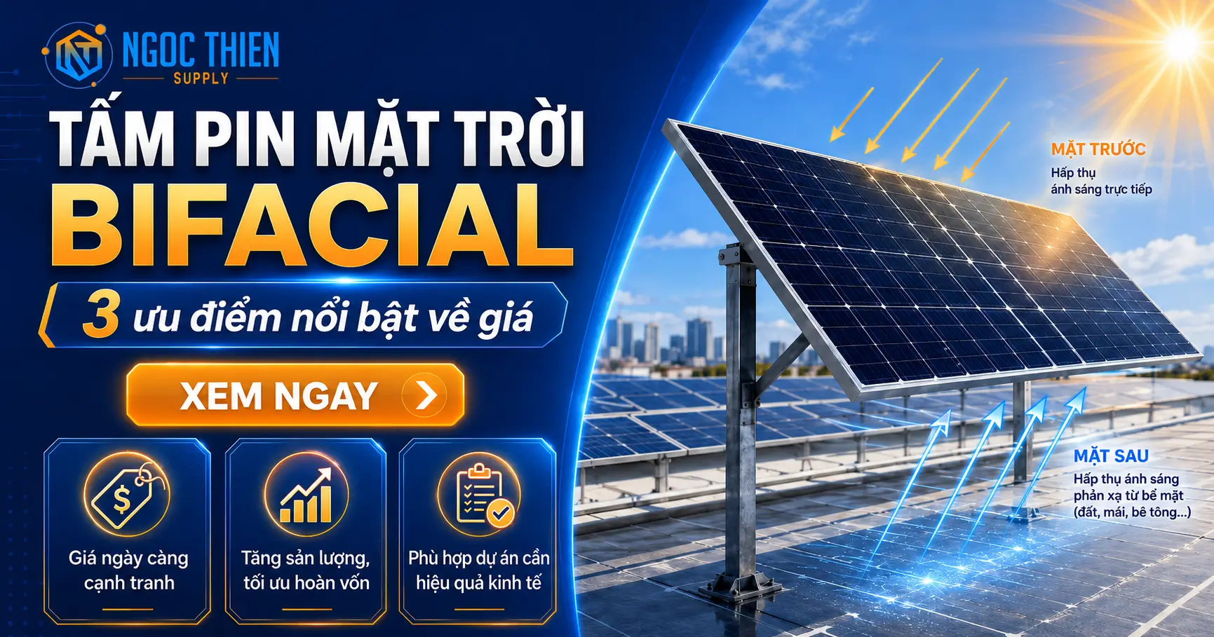 Tấm pin mặt trời bifacial với 3 ưu điểm nổi bật về giá
