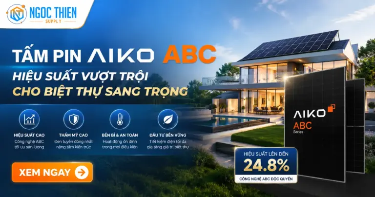 Tấm pin Aiko ABC hiệu suất vượt trội cho biệt thự sang trọng