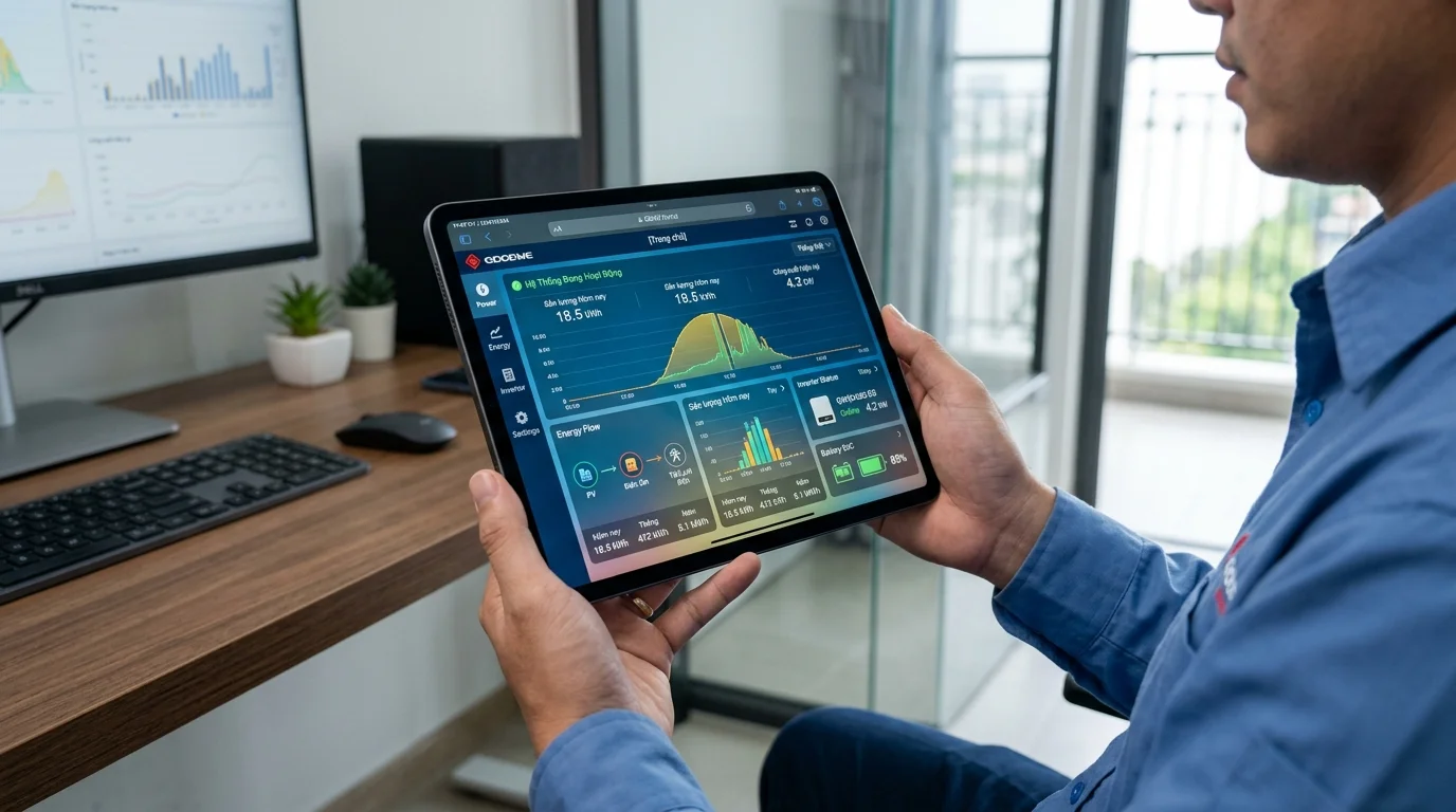 Bảng điều khiển giao diện web quản lý năng lượng SEMS Portal của Goodwe