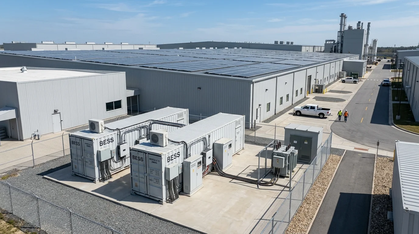 Mô hình microgrid điện mặt trời kết hợp pin lưu trữ năng lượng cho khu công nghiệp hiện đại