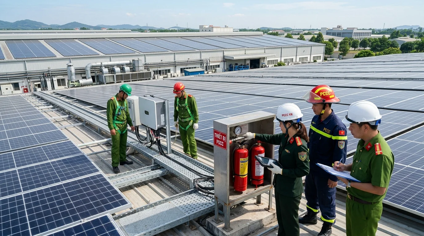 nghiệm thu PCCC điện mặt trời áp mái