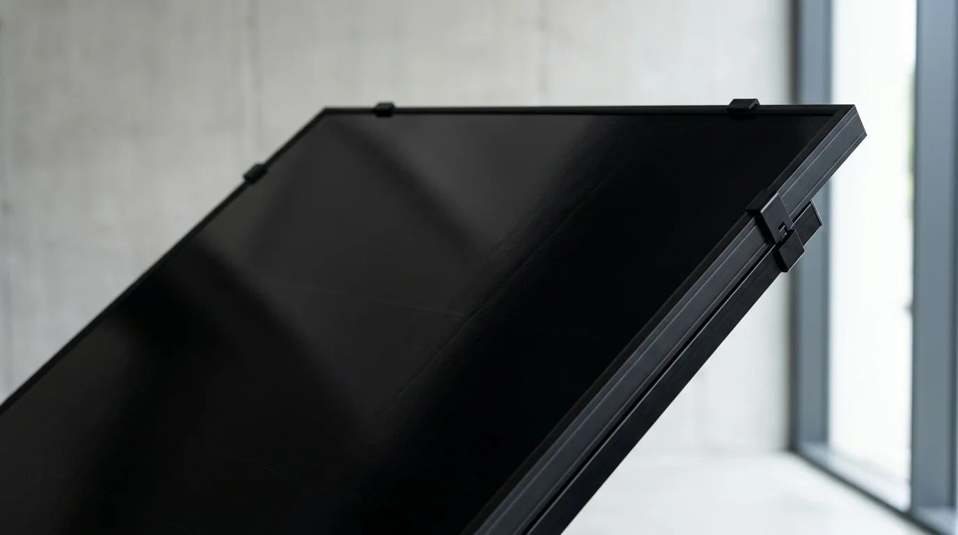 review tấm pin LONGi: Bề mặt tấm pin Hi-MO 6 đen bóng sang trọng không có đường busbar mặt trước