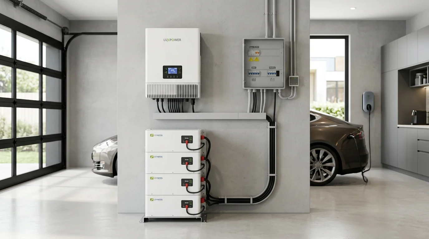 Hệ thống điện mặt trời hybrid cao cấp kết hợp tấm pin Aiko ABC và pin lưu trữ Lithium