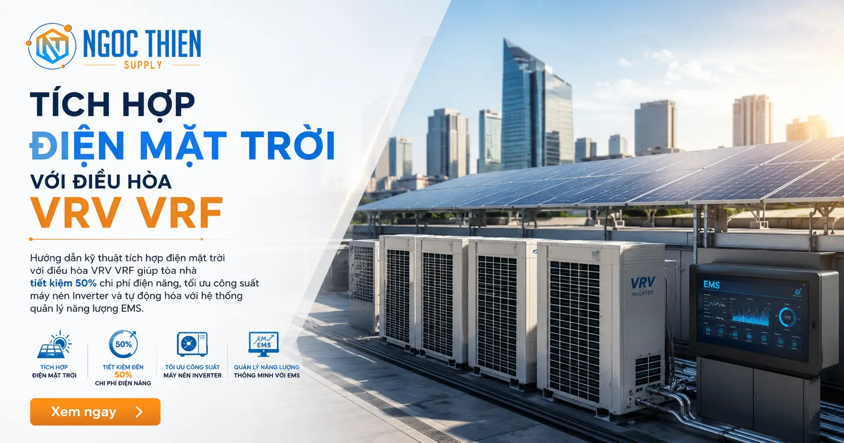 Tích hợp điện mặt trời với điều hòa VRV VRF