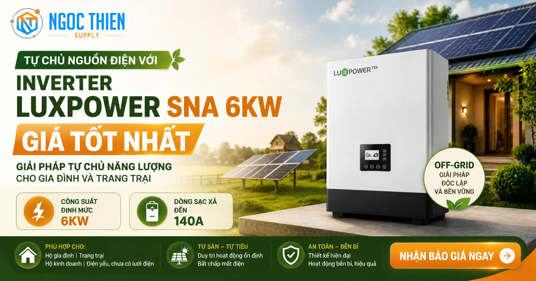 Inverter Luxpower SNA 6kW: Giải pháp off-grid giá tốt