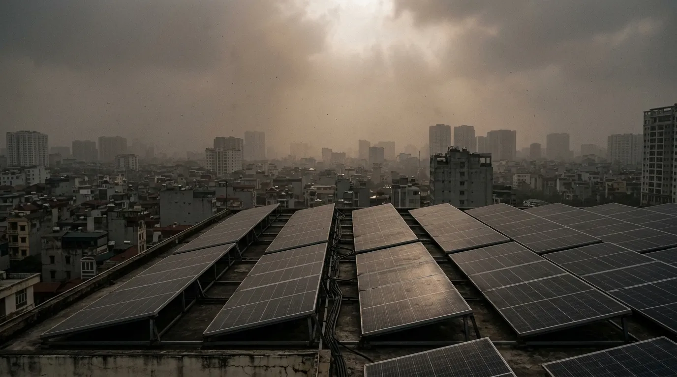 Bụi mịn PM2.5 ảnh hưởng sản lượng solar tại các đô thị ô nhiễm sương mù