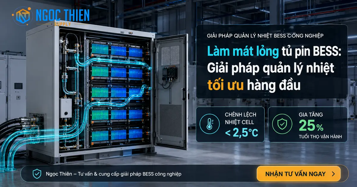 Làm mát lỏng tủ pin BESS: 5 giải pháp nhiệt tối ưu