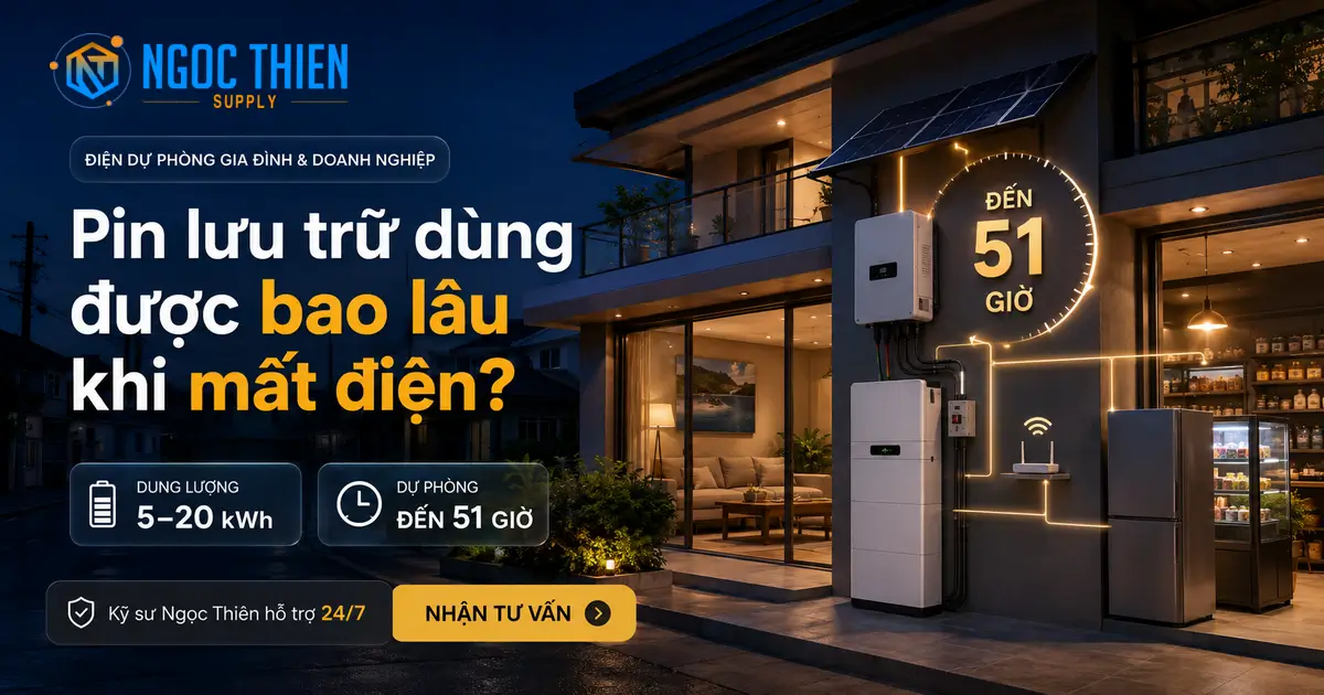 Pin lưu trữ dùng được bao lâu khi mất điện?