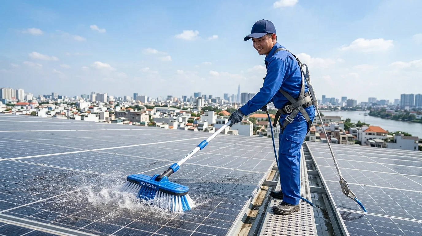 vệ sinh pin mặt trời tại bình định