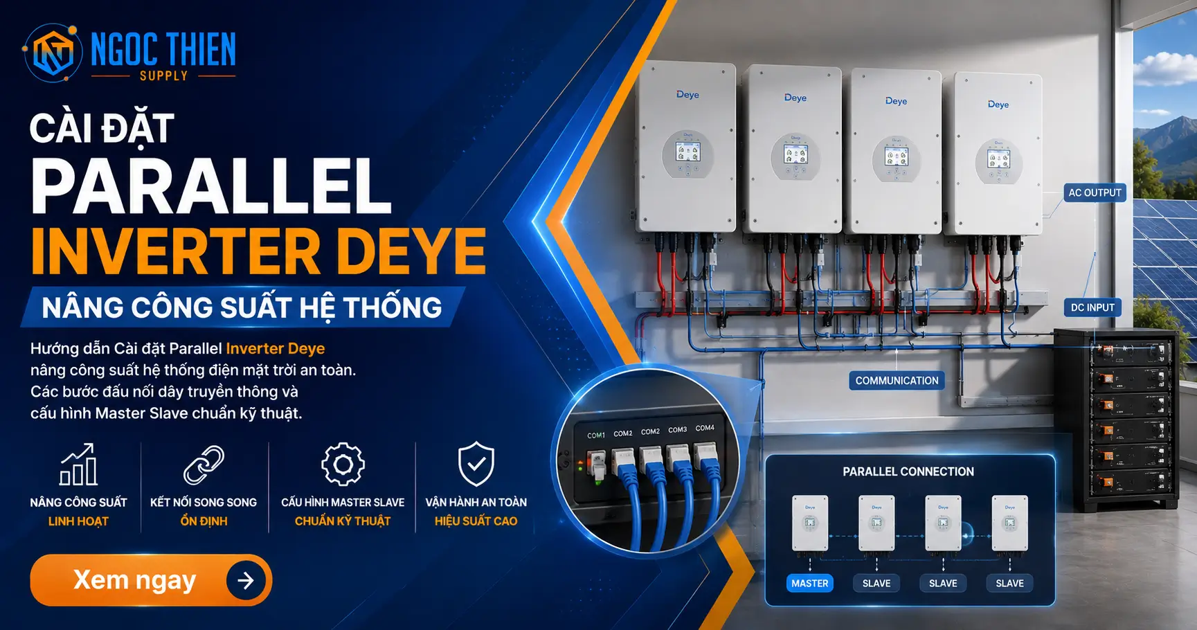 Cài đặt Parallel Inverter Deye nâng công suất hệ thống