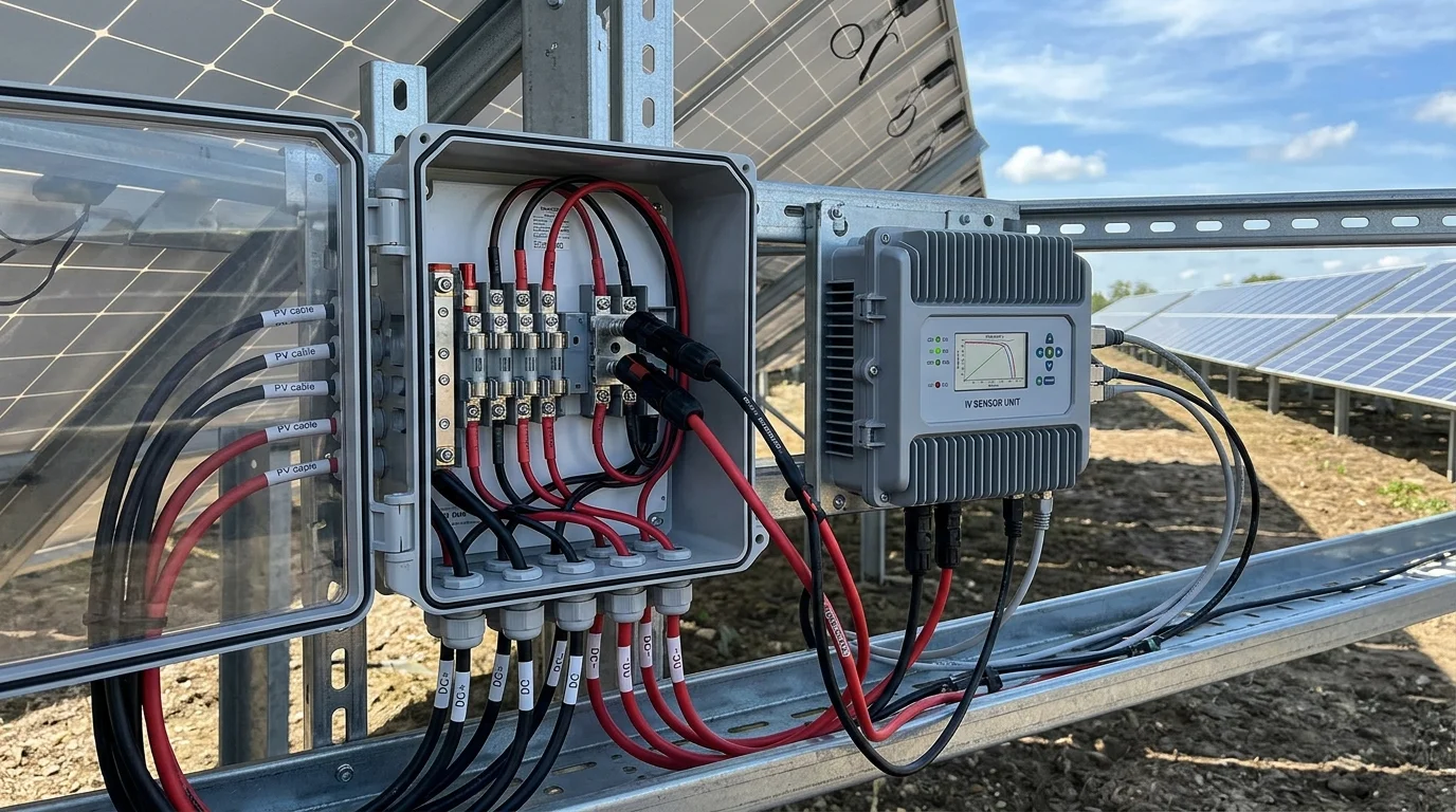 Cảm biến I-V curve chẩn đoán lỗi pin tự động tích hợp trong tủ gom chuỗi combiner box solar