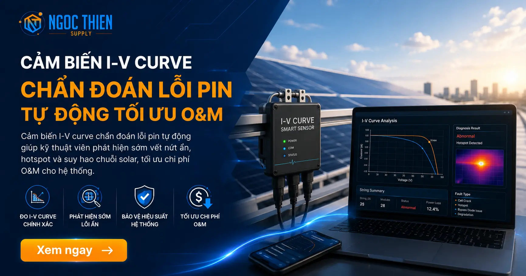 Cảm biến I-V curve chẩn đoán lỗi pin tự động tối ưu O&M
