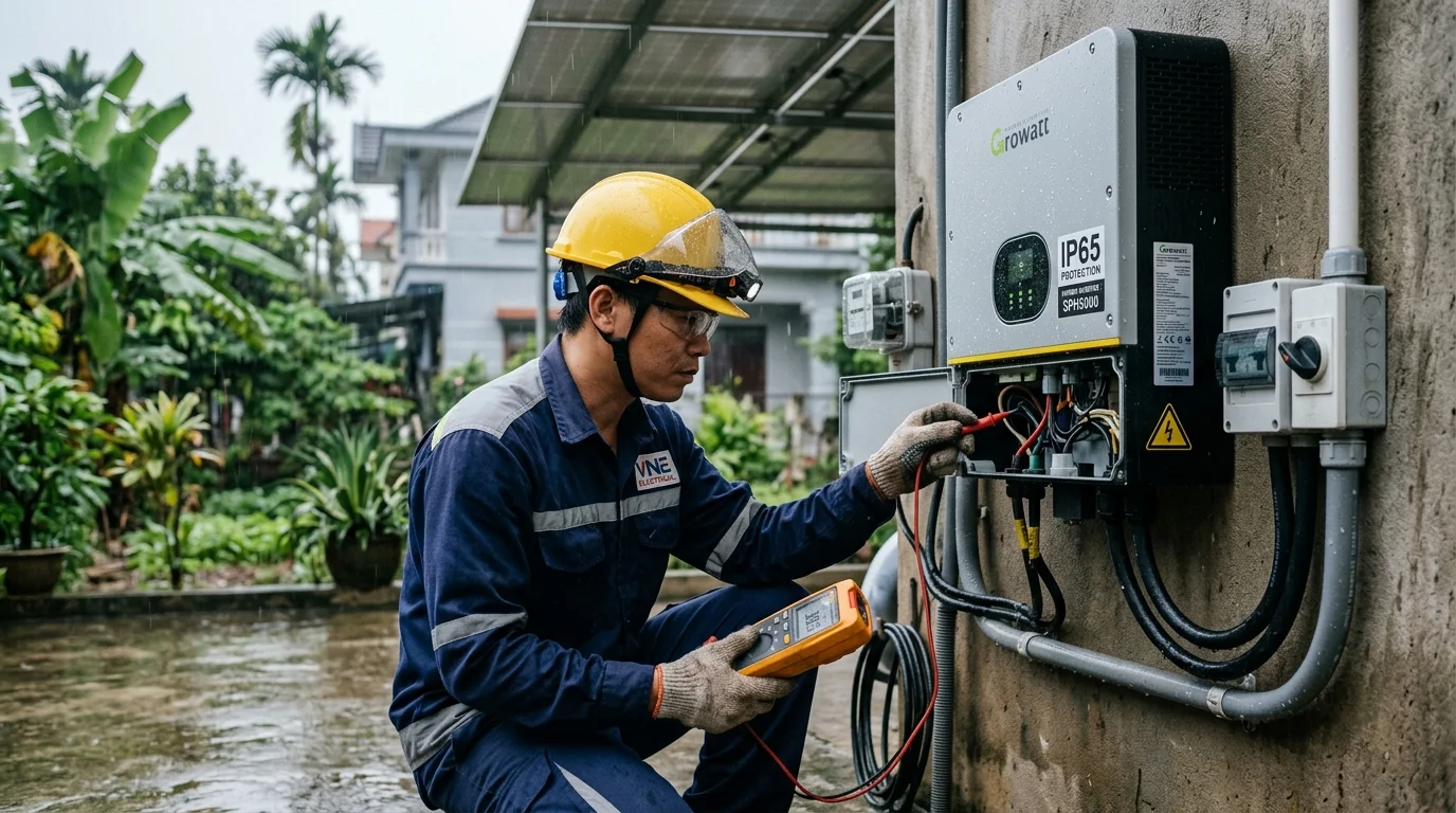 kiểm tra chỉ số IP65 IP66 IP67 của inverter solar ngoài trời