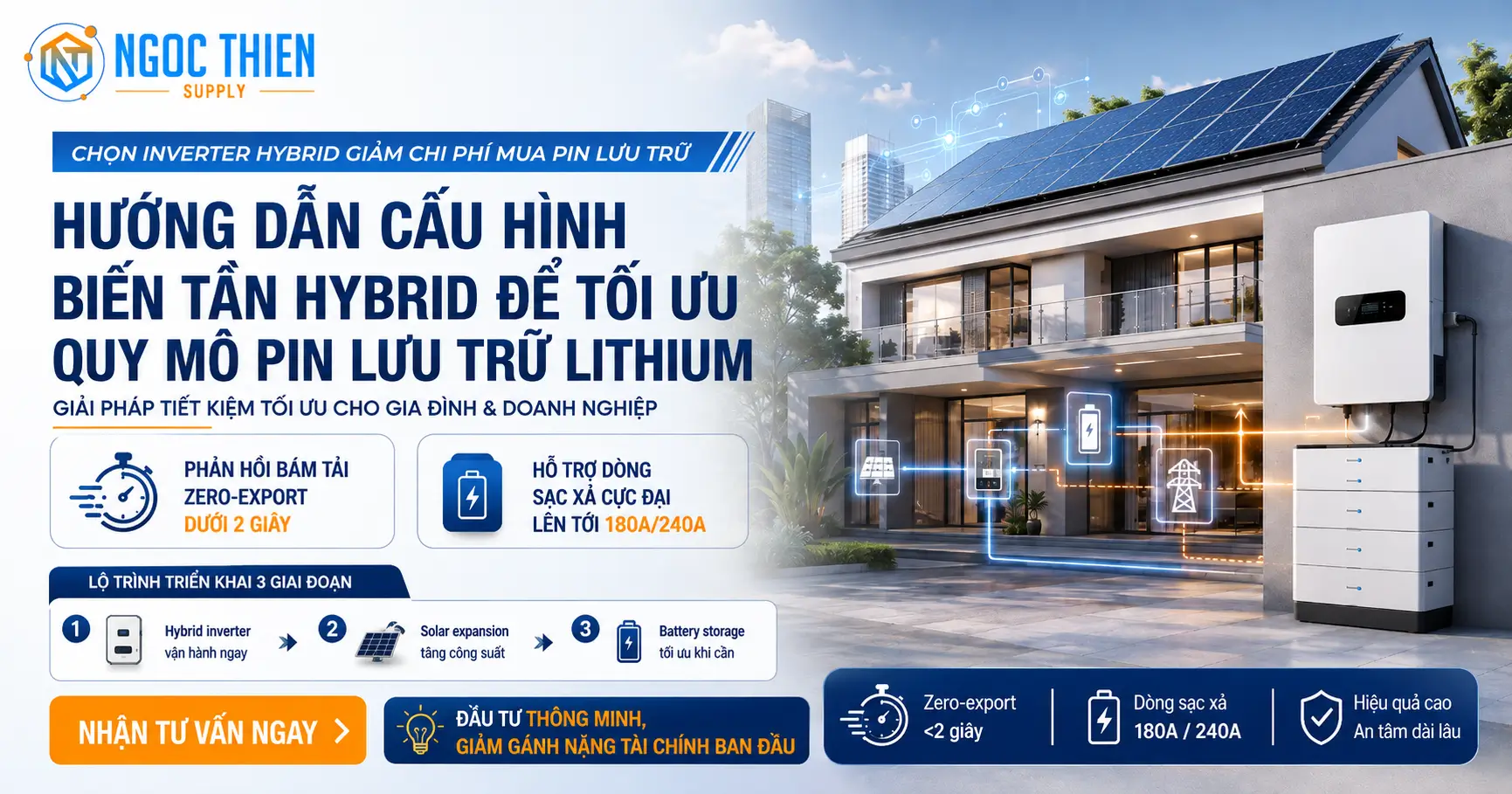 Chọn inverter hybrid giảm chi phí mua pin mặt trời thế nào?
