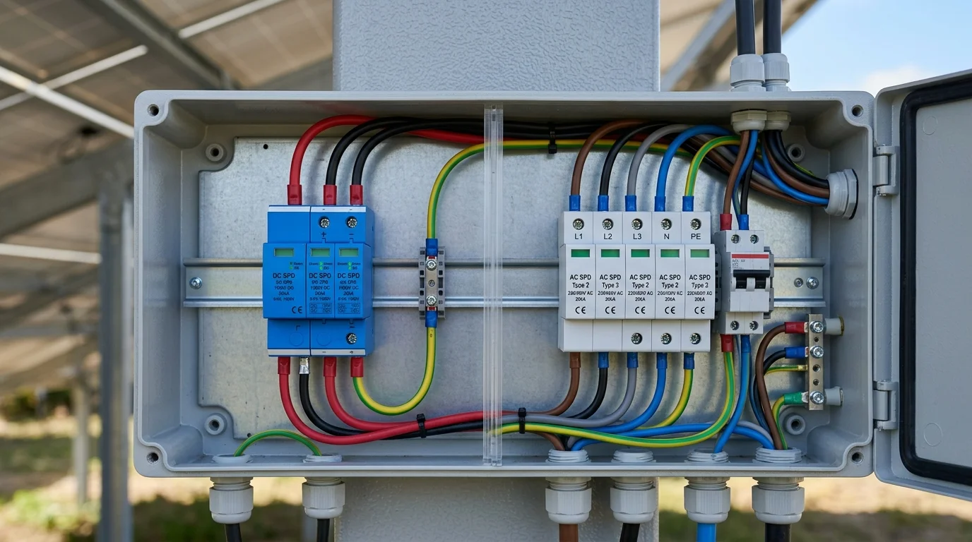 Thiết bị chống sét lan truyền SPD DC và AC lắp đặt trong tủ điện