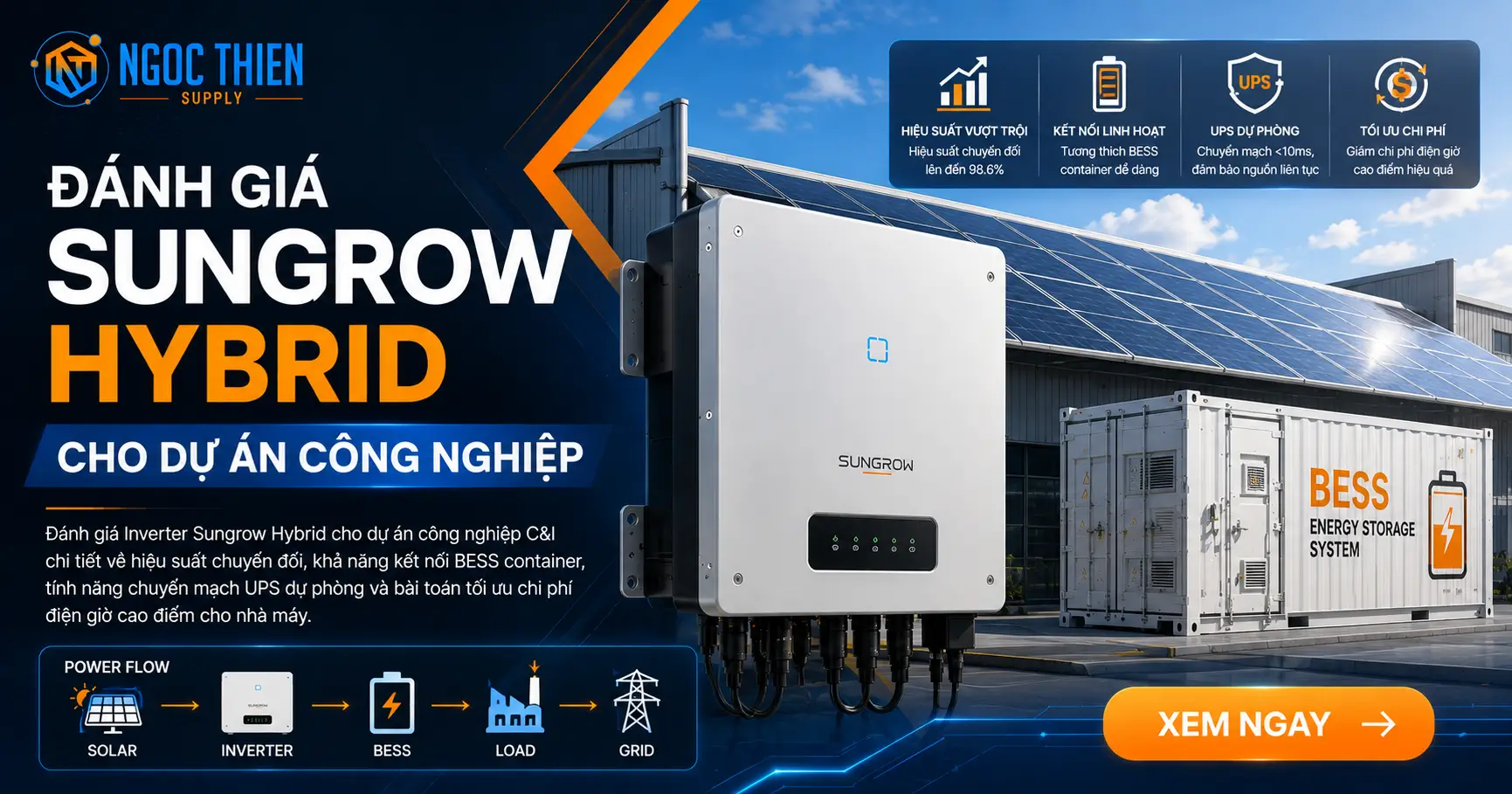 Đánh giá Inverter Sungrow Hybrid cho dự án công nghiệp