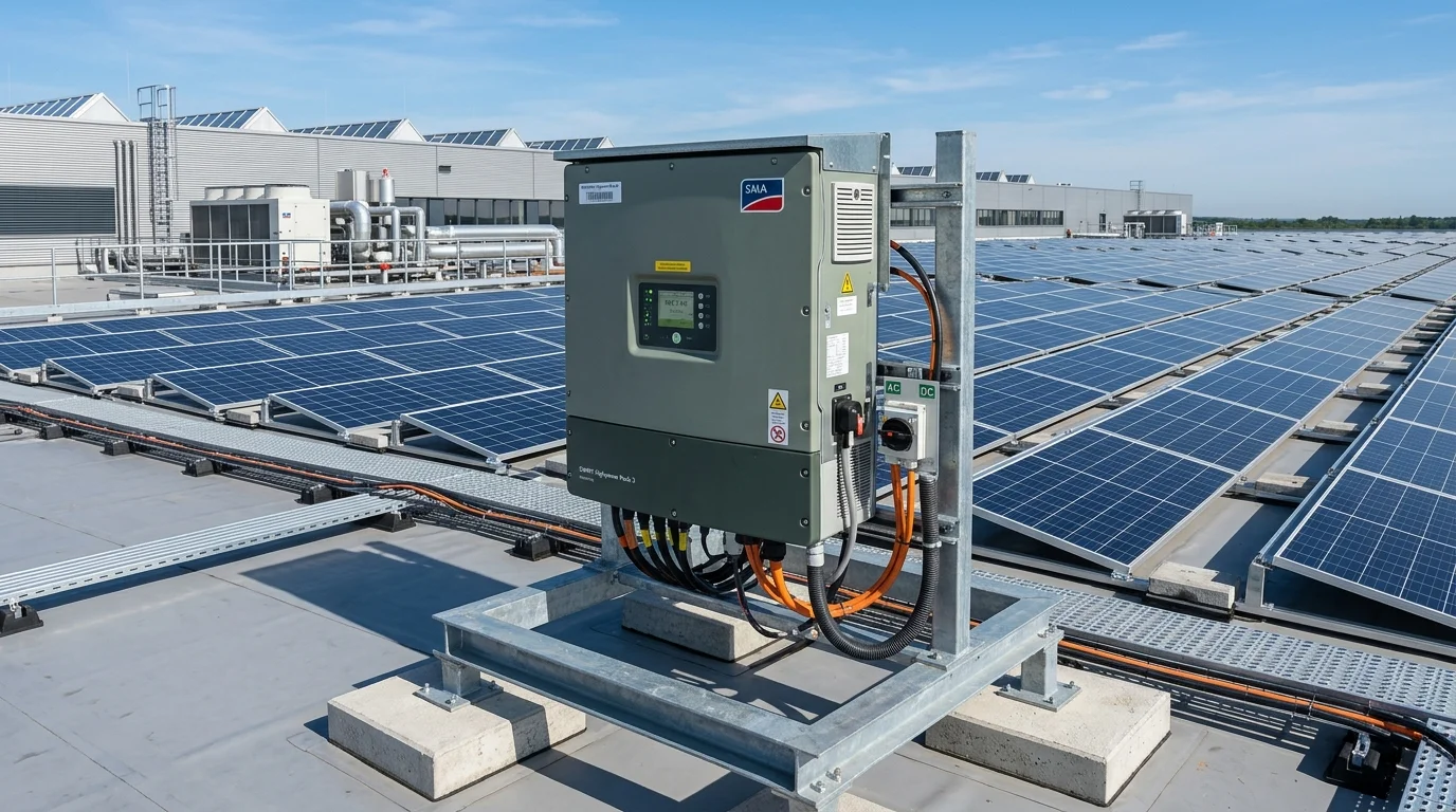 Lắp đặt Inverter Sungrow Hybrid thương mại trên mái nhà máy