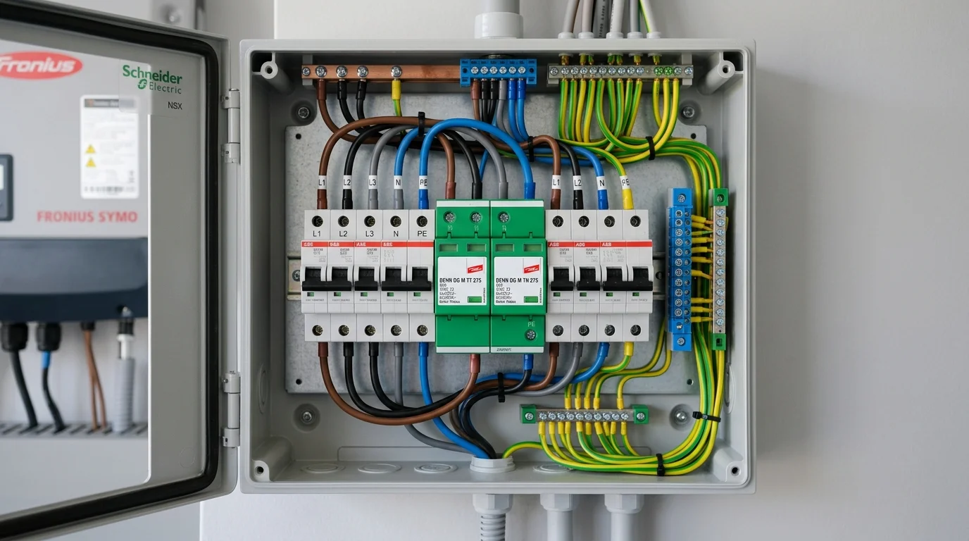 Tủ điện bảo vệ AC DC tích hợp thiết bị chống sét SPD cho hệ thống solar