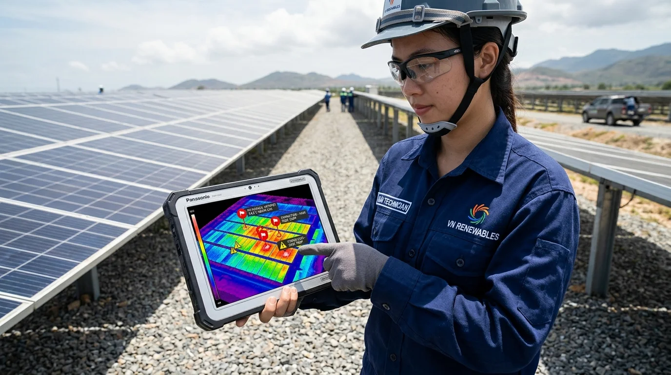 Quy trình bảo trì O&M solar bằng drone tầm nhiệt định kỳ