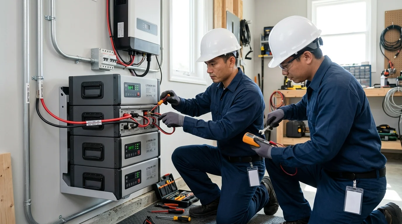 kỹ sư Ngọc Thiên thi công lắp đặt hệ thống lưu trữ Luxpower Genova