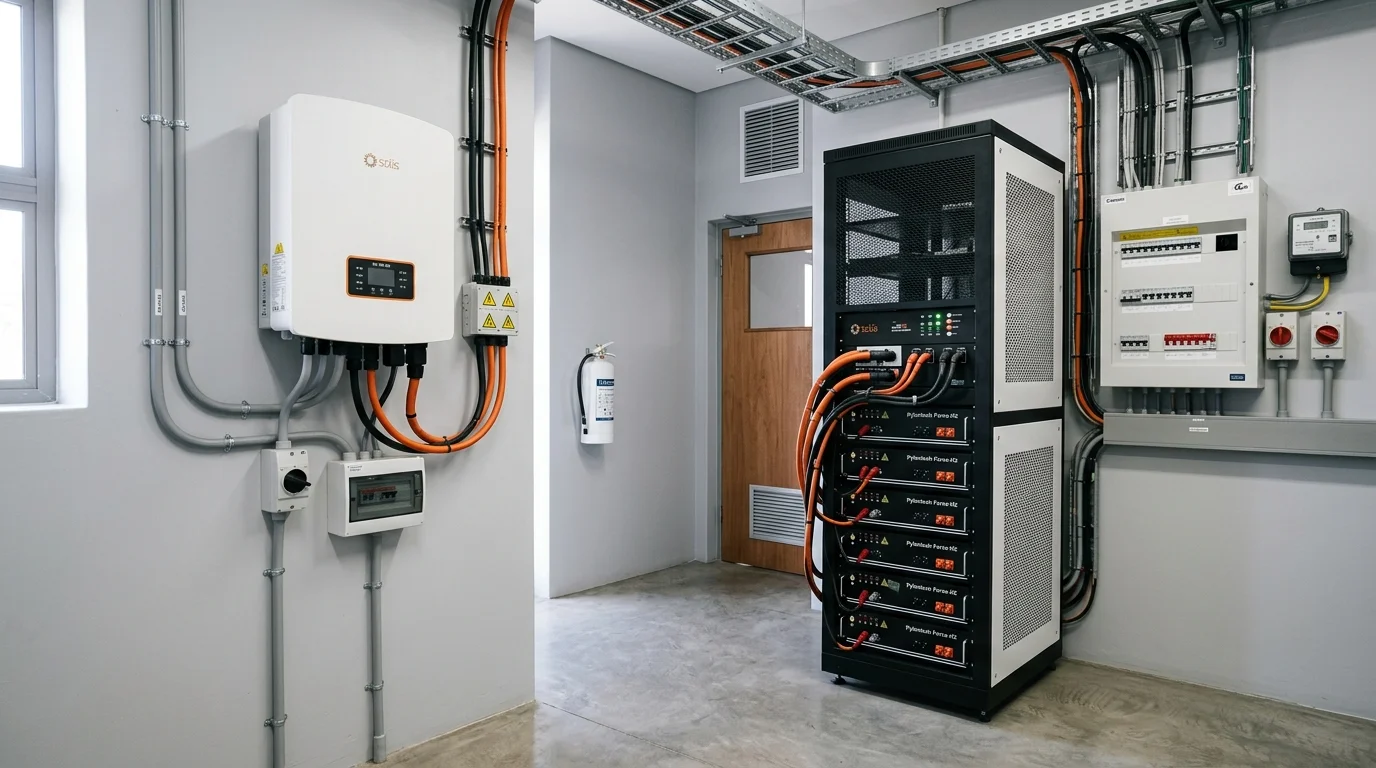 Hệ thống pin lưu trữ lithium cao áp kết hợp Inverter Solis Hybrid 3 pha