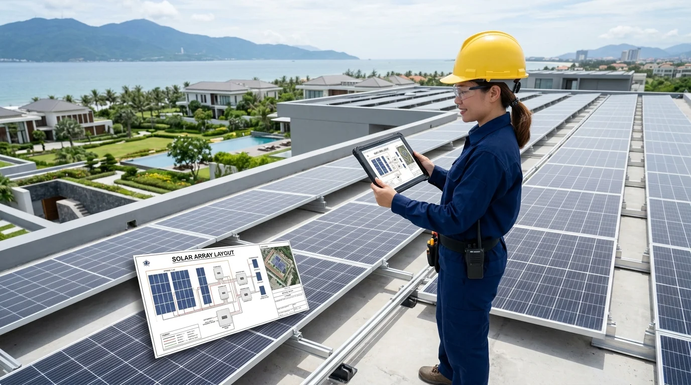 điện mặt trời hybrid biệt thự