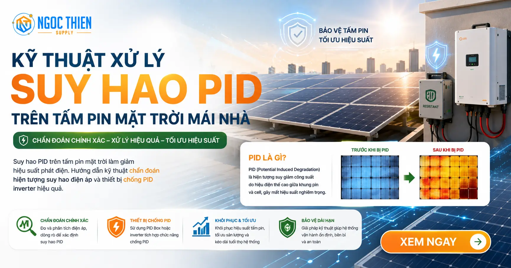 Kỹ thuật xử lý suy hao PID trên tấm pin mặt trời mái nhà