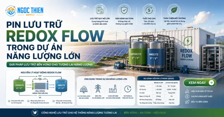 Pin lưu trữ Redox Flow trong dự án năng lượng lớn