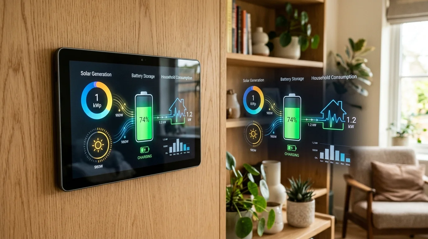 Màn hình theo dõi sản lượng điện mặt trời 1kWp thực tế hàng ngày