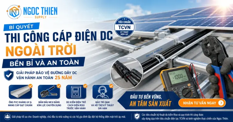 Thi công cáp điện DC ngoài trời: Cách bảo vệ dây dẫn bền
