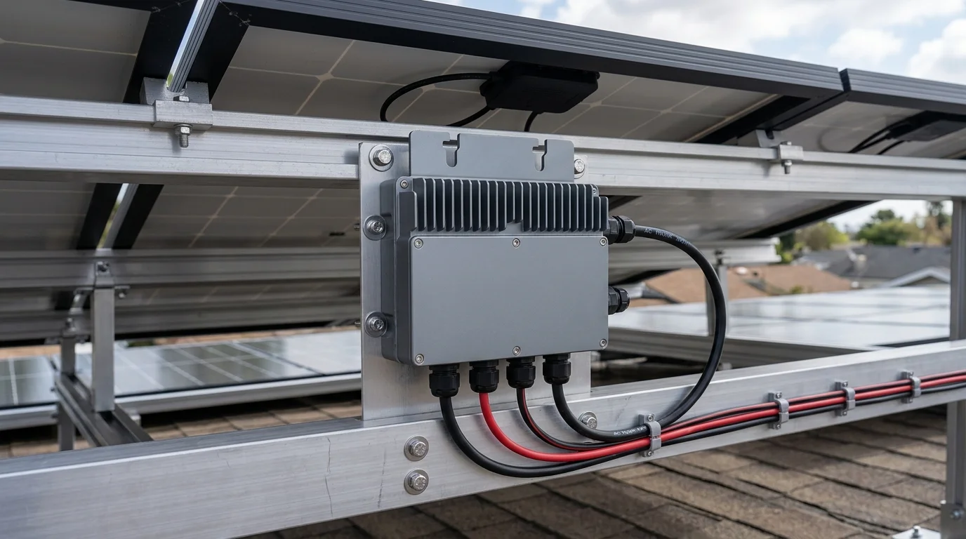 thiết bị microinverter cho mái nhà bị che bóng lắp đặt thực tế
