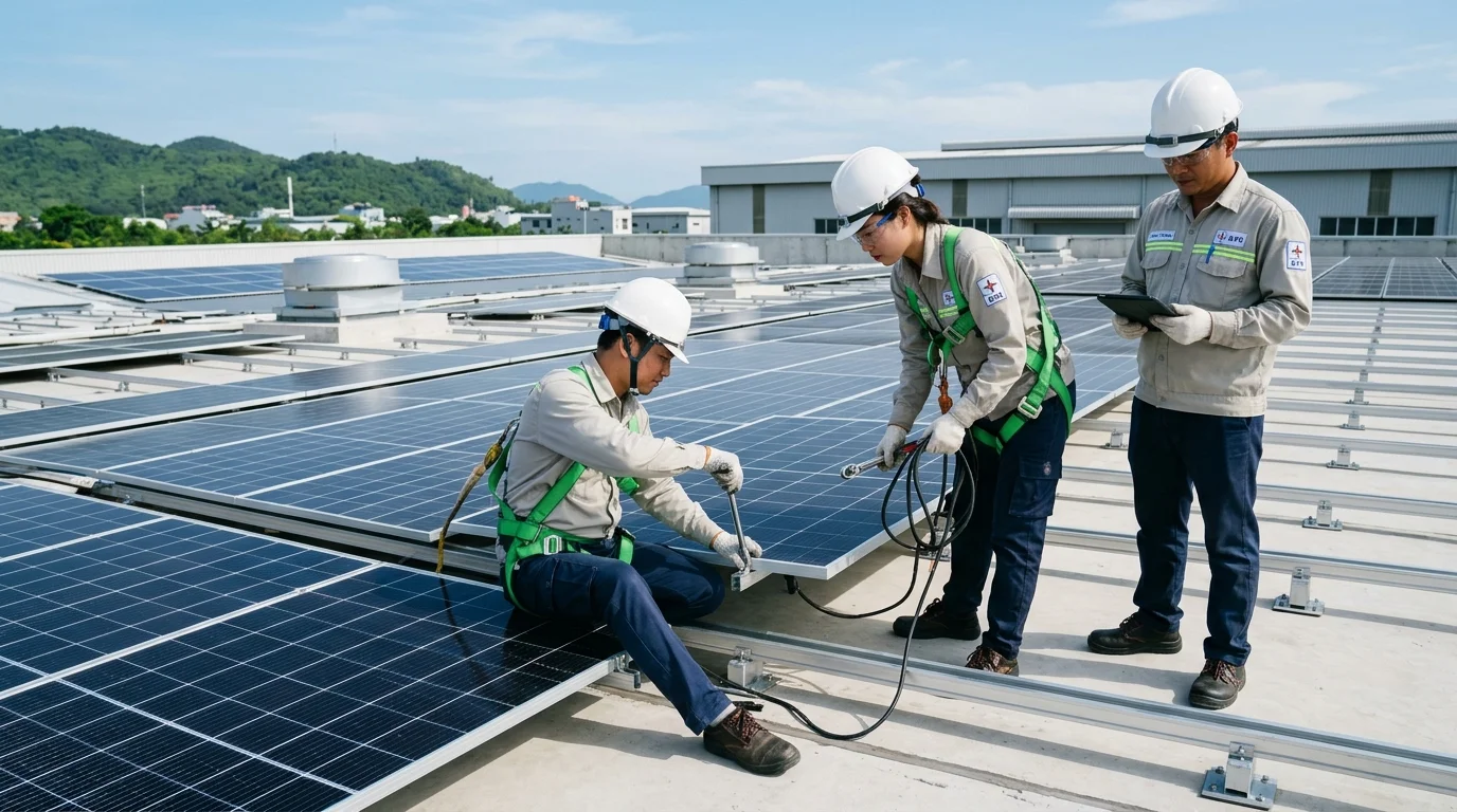 lắp đặt tấm pin quang điện chuẩn TCVN