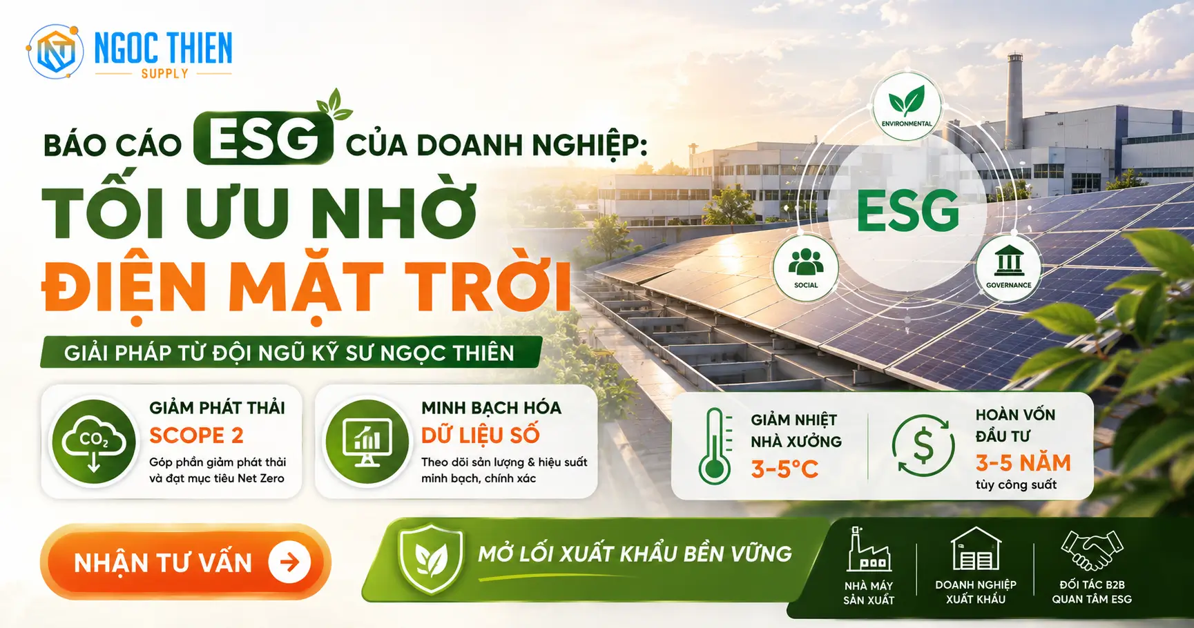 Báo cáo ESG của doanh nghiệp: Tối ưu nhờ điện mặt trời