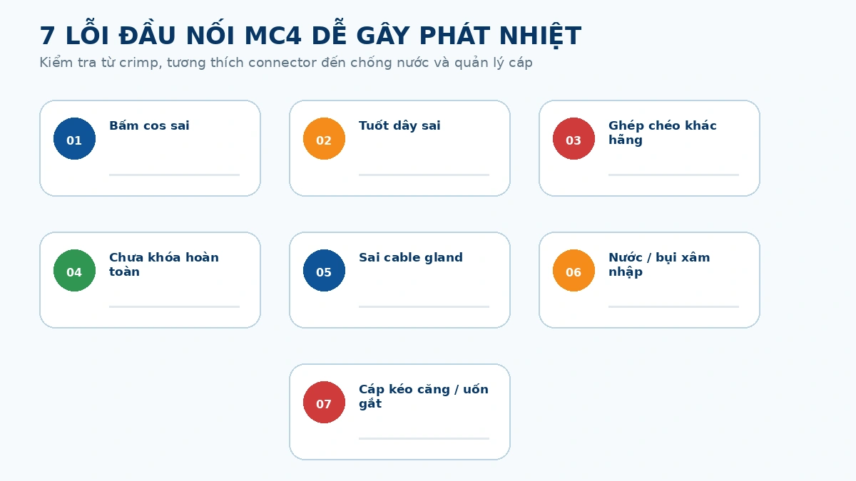 7 lỗi đầu nối MC4 thường gây phát nhiệt hoặc suy giảm độ tin cậy