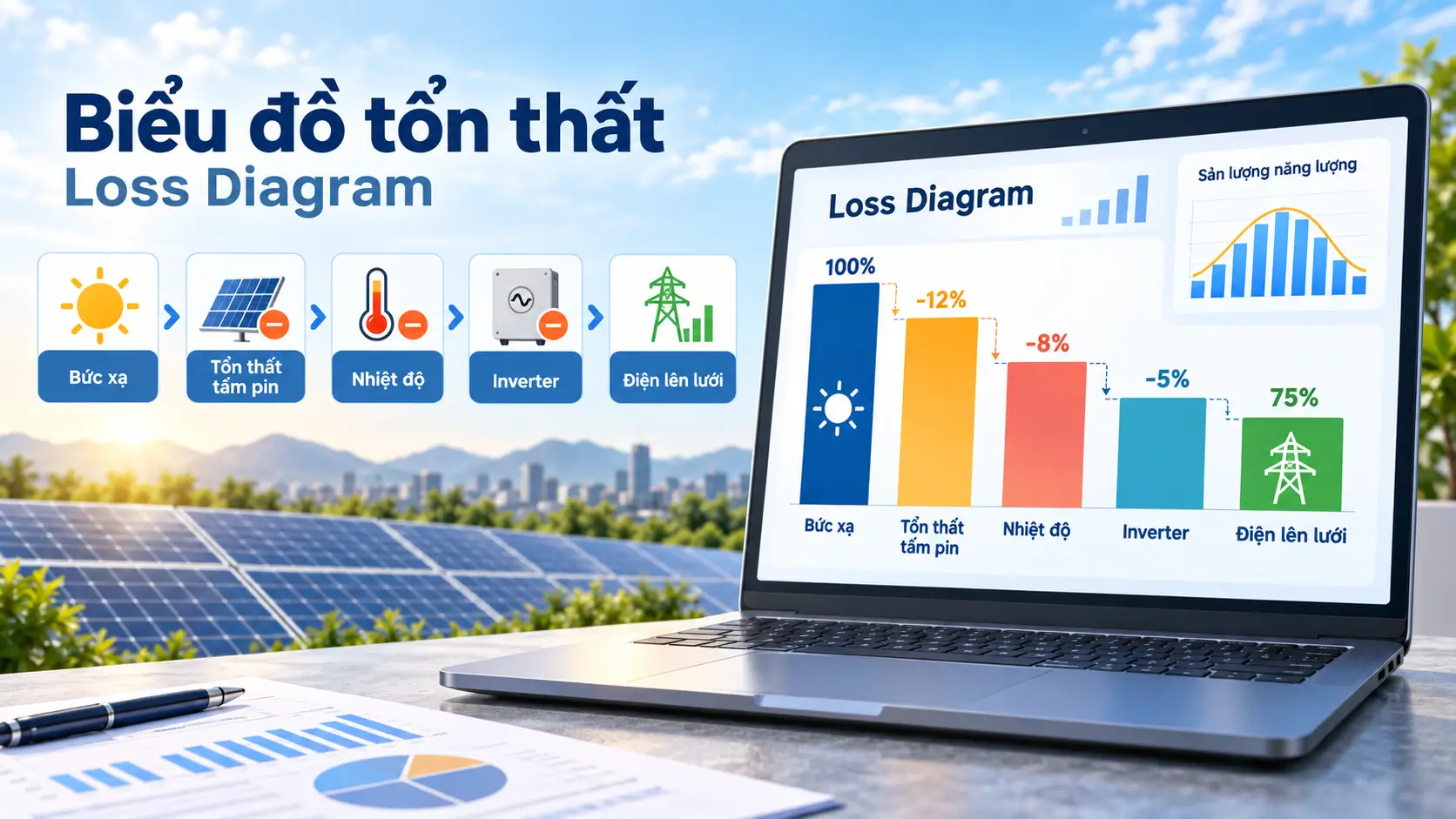 Loss Diagram trong PVsyst và các nhóm tổn thất