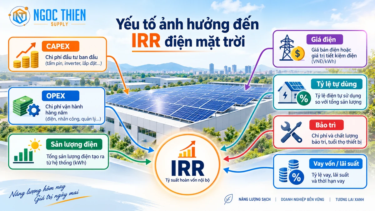 Các yếu tố ảnh hưởng đến IRR điện mặt trời