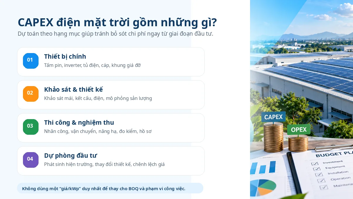 Các hạng mục CAPEX điện mặt trời