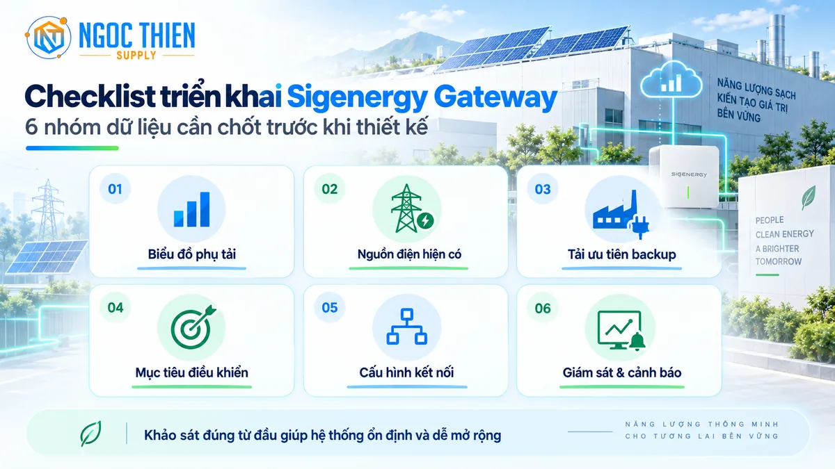Checklist triển khai Sigenergy Gateway cho hệ lưu trữ và hybrid
