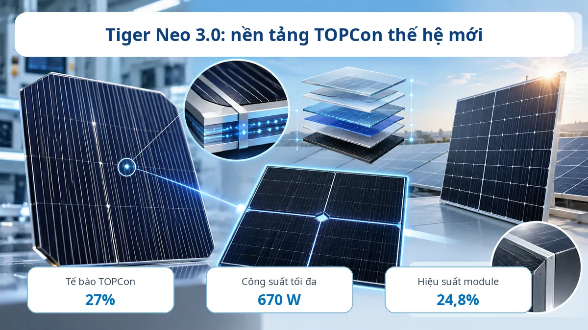 Công nghệ TOPCon thế hệ mới và cấu trúc module hiệu suất cao của Tiger Neo 3.0
