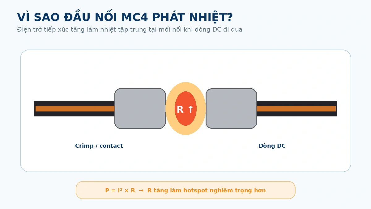 Điện trở tiếp xúc tăng làm đầu nối MC4 phát nhiệt